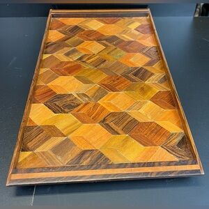 Vintage Tray Wooden Serving Tray Tan Brown